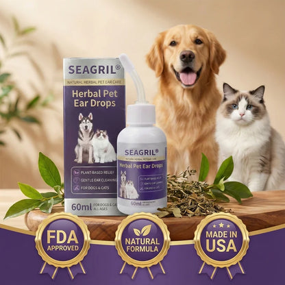 🐾 Best Seller SEAGRIL® Herbal Pet Ear Drops 🎉 Huge Limited-Time Discount
