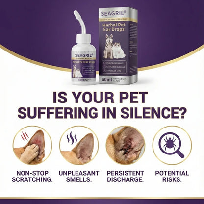 🐾 Best Seller SEAGRIL® Herbal Pet Ear Drops 🎉 Huge Limited-Time Discount