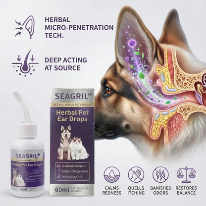 🐾 Best Seller SEAGRIL® Herbal Pet Ear Drops 🎉 Huge Limited-Time Discount