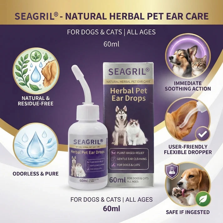 🐾 Best Seller SEAGRIL® Herbal Pet Ear Drops 🎉 Huge Limited-Time Discount