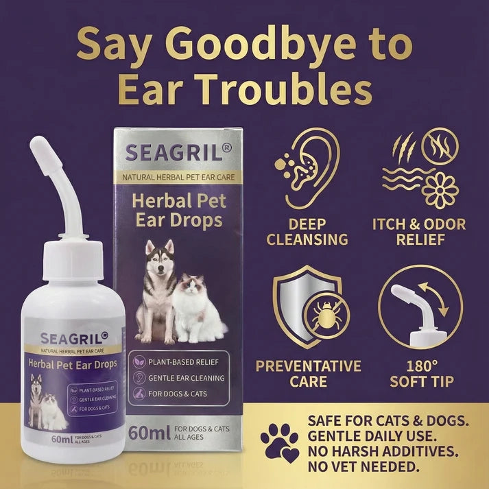 🐾 Best Seller SEAGRIL® Herbal Pet Ear Drops 🎉 Huge Limited-Time Discount